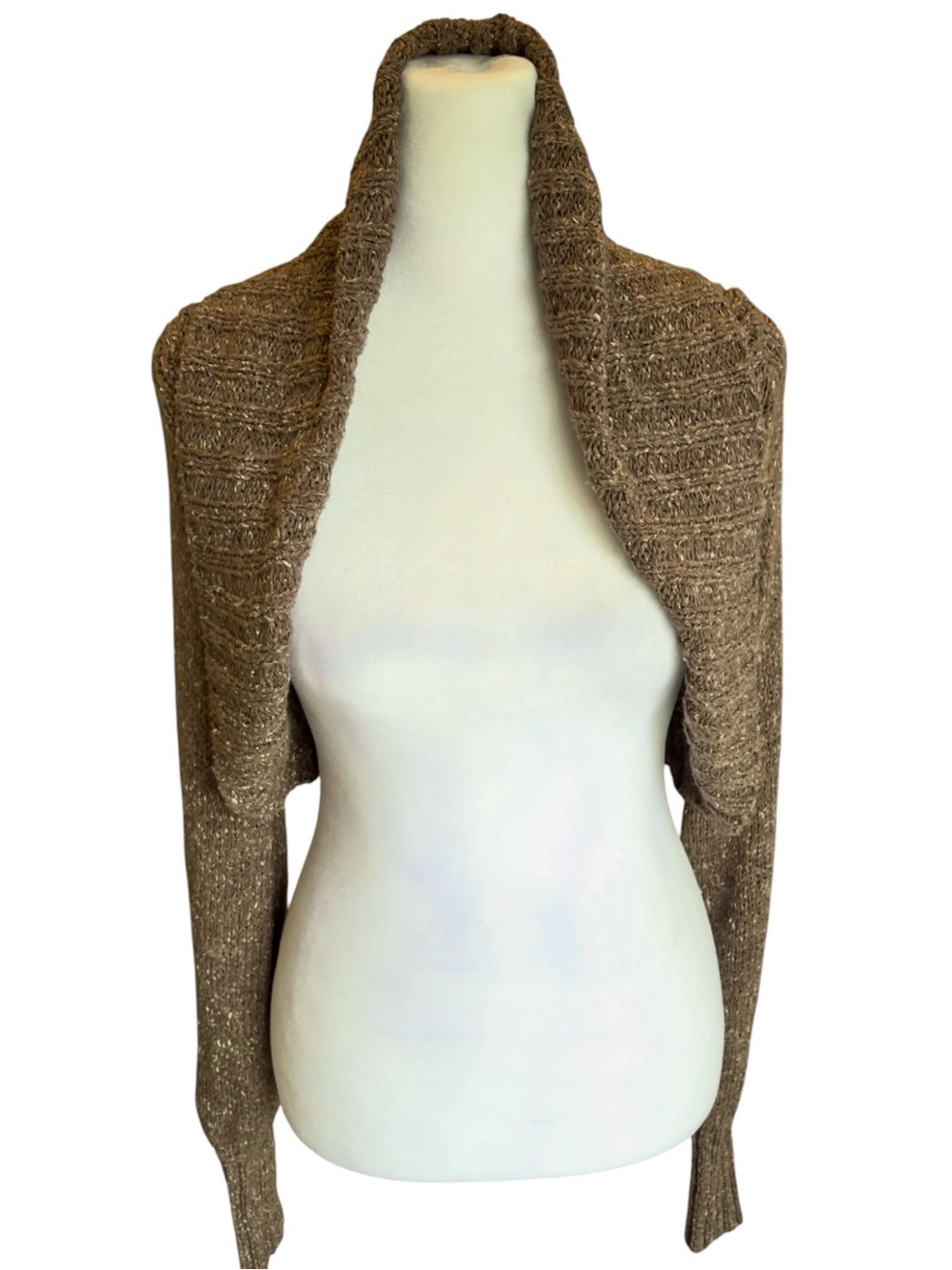 Bebe Vintage Y2K Knit Cable Detail Open Front Bolero Shrug Sweater. Small.